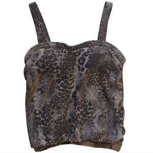 Miraclesuit Leopard Print With Metallic Detail Summer Top Size 10 Black/Gold NWT